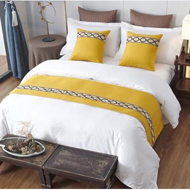 Imagem de Cachecol de cama de hotel para cama de corredor luxuoso de cor sólida decoração de cama de tecido elegante e confortável proteção de cama toalha de cama macia para cama dupla queen king tamanho