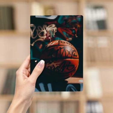 Imagem de Caderno de couro para jogos de basquete para trabalho, viagens, diário de couro para fãs de esportes, bloco de notas de capa dura A5 para escrever anotações, presentes de aniversário para amantes de