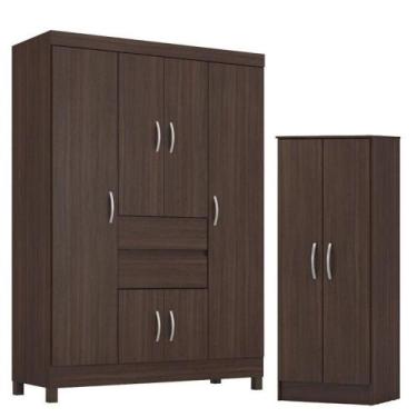 Imagem de Guarda Roupa Casal Ecom 2 Com Multiuso Viena Café - Demóbile