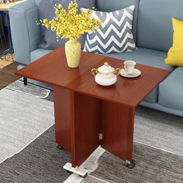 Imagem de Mesa de jantar ultrafina com folhas caídas, mesa de cozinha dobrável de madeira com 6 rodas, mesa de jantar dobrável e dobrável, dobrável em 3 formas (cor: F, tamanho: