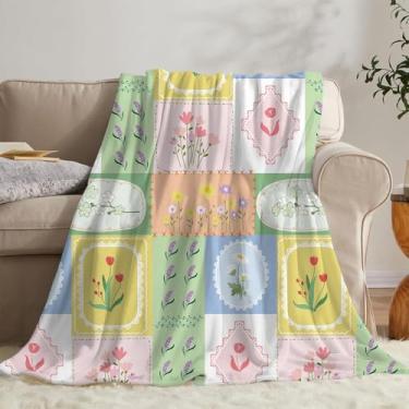 Imagem de NEWCOSPLAY Cobertor bonito e macio de lã estética para crianças, meninas, meninos, adolescentes, cobertor aconchegante para cama sofá acampamento (flor, manta (127 x 152 cm))