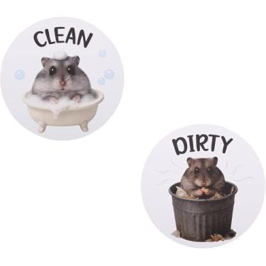 Imagem de Ímã de máquina de lavar louça, placa suja limpa, animal engraçado, reversível, dupla face, flip, limpa, suja, máquina de lavar louça, ímã indicador para acessórios de cozinha (casal)