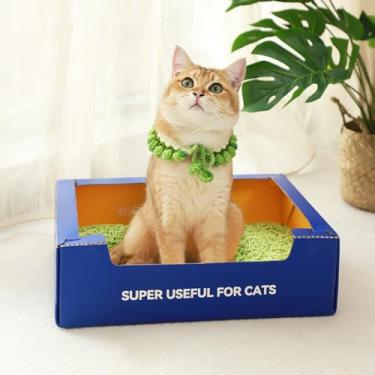 Imagem de OBELGEOYA Caixas de areia descartáveis impermeáveis para gatos com revestimento à prova d'água – Caixa de areia de papelão dobrável para gatos, portátil e adequada para viagens, resistente a
