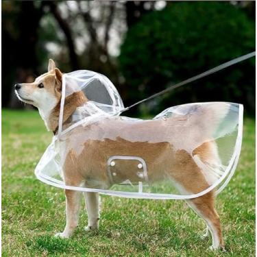 Imagem de Capa de chuva para cães de estimação, capa de chuva transparente para cães com capuz, impermeável e respirável para cães pequenos, jaqueta de chuva leve e portátil para filhotes em tamanhos M (branco)