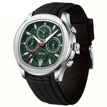Imagem de Relógio Ofns Masculino - Brilho Noturno, à Prova D'água 30m, Calendário & Cronômetro Preto Verde