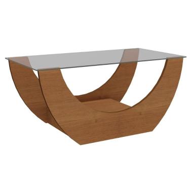 Imagem de Mesa De Centro Curavada Com Tampo De Vidro Guaira Cinamomo