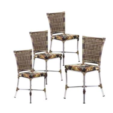 Imagem de Kit 4 Cadeiras Angra Em Aluminio Com Almofada Trama Original Capuccino