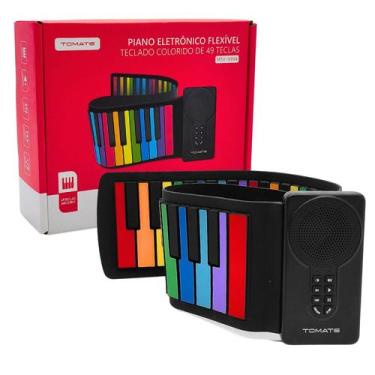Imagem de Teclado Eletrônico Flexivel Colorido Com 49 Teclas Tomate - MSY-9994