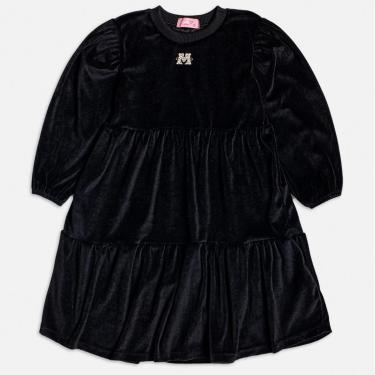 Imagem de Vestido Midi Infantil Manga Longa em Veludo Preto Momi-Feminino