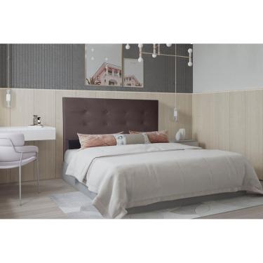 Imagem de Cabeceira Casal 1,40m Berlim Corino Marrom Dal Poz Estofados