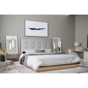 Imagem de Cabeceira Casal 1,60m Roma Corino Cinza Dal Poz Estofados