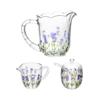 Imagem de Conjunto Jarra Açucareiro e Leiteira Lavanda Lyor Mesa Posta