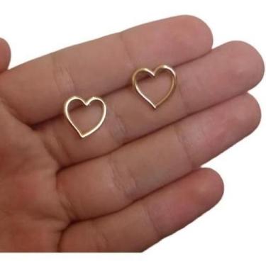 Imagem de Brinco Pequeno Coração Vado Dourado Folheado A Ouro 18K - De Castro Jo