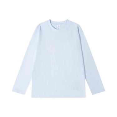 Imagem de Camiseta Feminina Oversized Azul De Manga Longa 230 GSM Casual Básica 