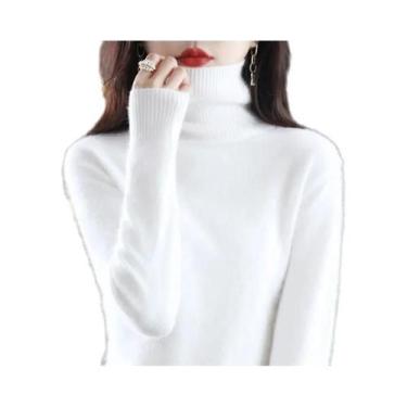 Imagem de Suéter De Cashmere Com Gola Alta Em Plush De Mink Para Mulheres Outono