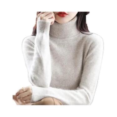 Imagem de Suéter De Cashmere Com Gola Alta Em Plush De Mink Para Mulheres Outono