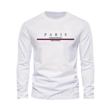 Imagem de Moletom Masculino Com Estampa Paris, Corte Solto, Casual, Gola Redonda