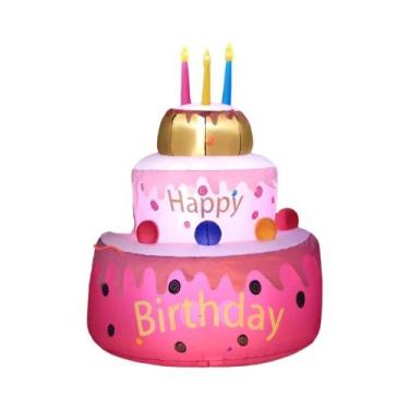 Imagem de Bolo Inflável De Aniversário De 1,5m Com Luzes Para Decoração De Festa
