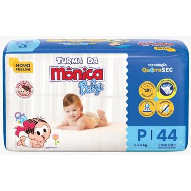 Imagem de Fralda Turma da Mônica Baby Econômica 1 Pacote Tamanho P Com 44 Unidad