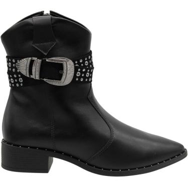 Imagem de Bota Cano Baixo Beira Rio Decorada Tira Fivela Feminina