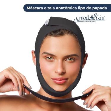Imagem de Máscara facial Lipo Papada com tala Mentoneira Modelleskin Cor:PretoTa