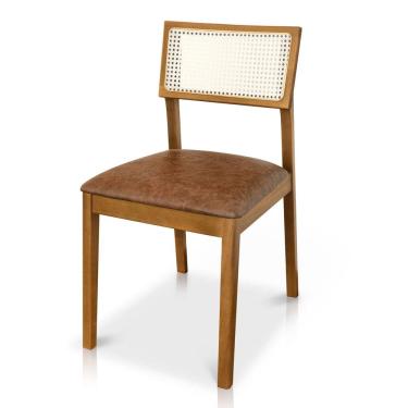 Imagem de Cadeira de Jantar e Living Millie com Tela Natural Estofada Couríssimo - Desk Design