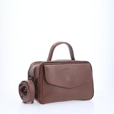 Imagem de Bolsa Baú Carol de Couro Bauarte, Marrom