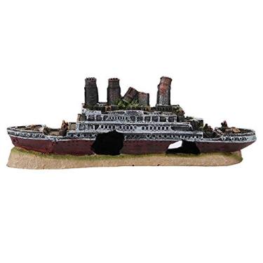 Imagem de OKJHFD Decoração Criativa De Paisagismo Para Tanque De Peixes, Enfeites De Resina Para Destroços De Navios De Cruzeiro, Enfeites De Decoração De Aquário Para Navios Naufragados Perdidos, Adequados Par