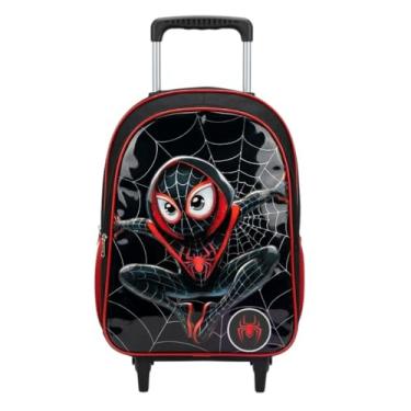 Imagem de Mochila Infantil Rodinha Escolar Menino Aranha Masculino Cristal Reforçada