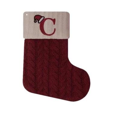 Imagem de Meias De Natal De Madeira Vermelhas Com Letras, Enfeite Pendurável Par
