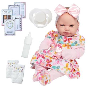 Imagem de Bebê Reborn Silicone Realista Pode Dar Banho + Kit Itens - Cegonha Reb