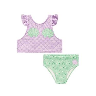 Imagem de Biquíni Infantil Menina Sereia UV50 Lilás Moda Praia, Lilás, 2 anos