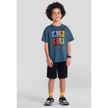 Imagem de Conjunto infantil menino em moletinho de skate Brandili, 4, Azul