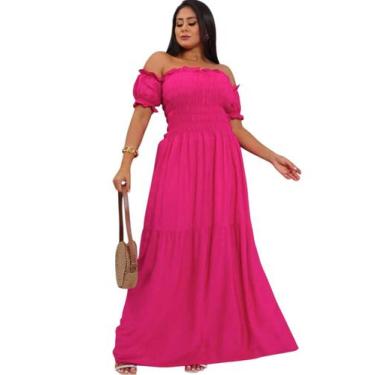 Imagem de Vestido elastex longo de tecido viscolinho com forro - LAJMA STORE, Pi