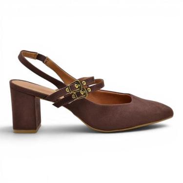 Imagem de Scarpin Slingback Vizzano Feminino Salto Bloco Grosso Mary Jane -, Cho