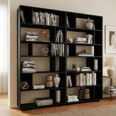 Imagem de Estante de Livros 180cmx187,5cm Conjunto 2 Estantes 10 Prateleiras em 