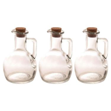Imagem de Kit 3 Galheteiros Garrafa de Vidro Azeite Vinagre 180ml Tampa Rolha Lyor Porta Condimentos