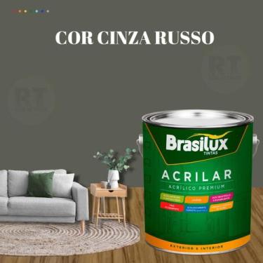 Imagem de Tinta de Parede Acrílica Cor Cinza 3,2l Lavável Premium Antimofo Acril