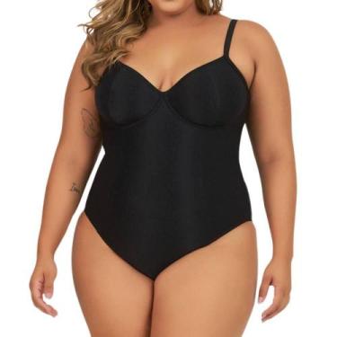 Imagem de Maiô Meia Taça Liso Banho de Mar 621512 Plus Size, 48