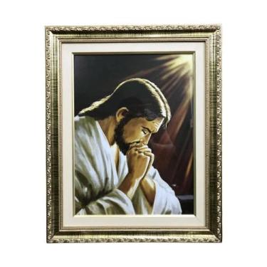 Imagem de Quadro Jesus Orante com Moldura Luxo 52x41cm - BENFICA