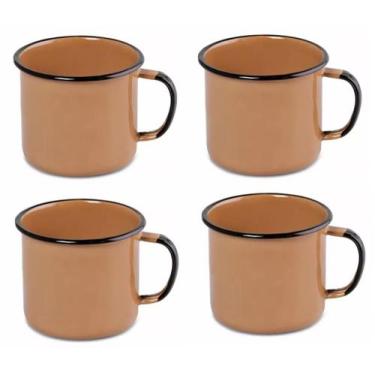 Imagem de Kit 4 Canecas esmaltadas 160ml Nr6 Ewel , Marrom