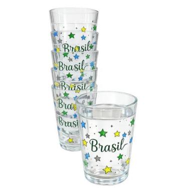 Imagem de Kit Jogo Copo Americano Brasil 180ml 6 Peças - Antilope Decor Porcelan