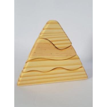 Imagem de Blocos de montar montanha de madeira maciça. Brinquedo artesanal e dec