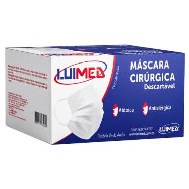 Imagem de Máscara cirúrgica tripla descartável c/ elástico c/ 50 unidades - Luim