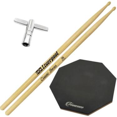 Imagem de Baquetas Liverpool 2B 5A 5B 7A Classic Marfim + Pad Bateria 12 Polegad