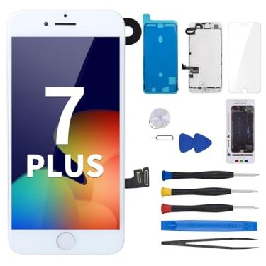 Imagem de CYKJGS Substituição de tela para iPhone 7 Plus com botão Home 14.0 cm Branco 7Plus Display LCD Digitalizador Montagem Completa Kits de Reparo com Câmera Frontal Flex Fone de Ouvido Sensor Sensor