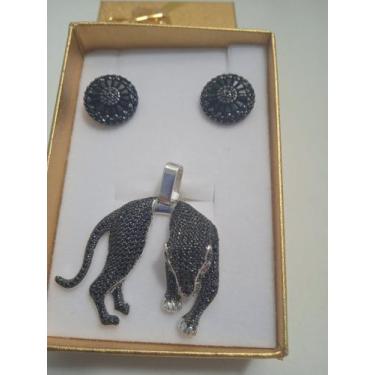 Imagem de Conjunto de brincos e pingentes de Prata com zircônia pretas - Brito j