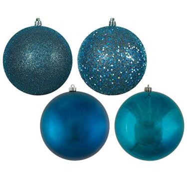 Imagem de Vickerman Ornamento de bola azul marinho de 7 cm, 4 acabamentos, sortido, 20 por caixa
