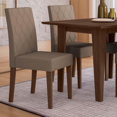 Imagem de Kit 2 Cadeiras de Jantar Jade Estrutura em MDF Estofado em Suede Capuccino Base Amêndoa Pallazio