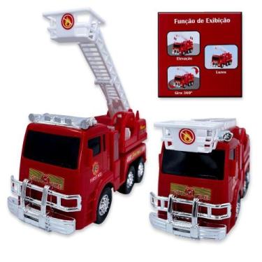 Imagem de Caminhão De Bombeiros Com Sirene Luz Anda Escada Articulável - JMD TOY